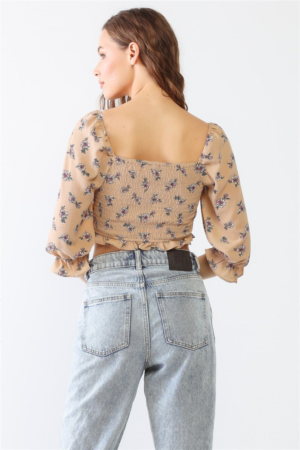 Audrey Floral Ruched Crop Top