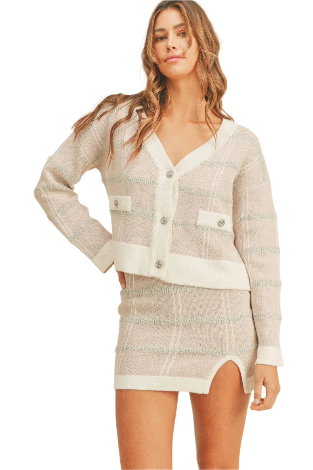 Kinsley Sweater Cardigan and Mini Skirt Set