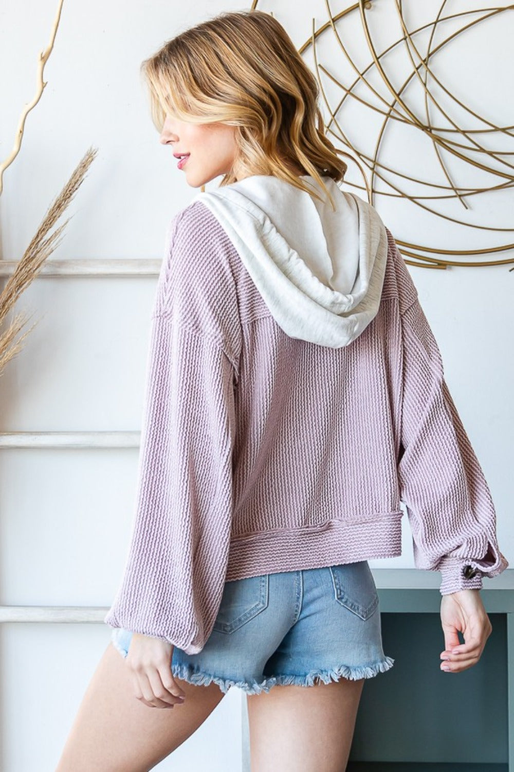 Josephine Hooded Button Down Ribbed Jacket