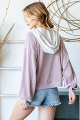 Josephine Hooded Button Down Ribbed Jacket