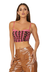 Nolan Top - Pink Herringbone