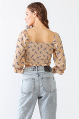 Audrey Floral Ruched Crop Top