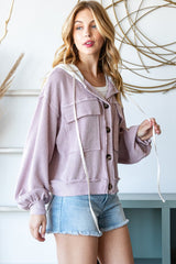 Josephine Hooded Button Down Ribbed Jacket