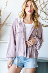 Josephine Hooded Button Down Ribbed Jacket