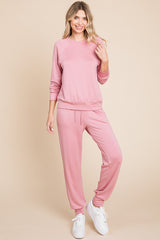Emery Raglan Sleeve Top and Drawstring Pants Lounge Set