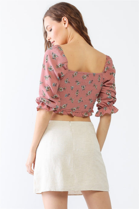 Audrey Floral Ruched Crop Top