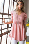 Charlotte Knit V-Neck Babydoll Top