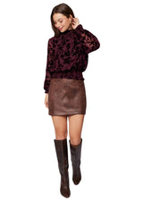 Desiree Mini Skirt - Fall Faux Leather Brown Fitted