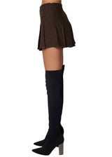 Delfina Pleated Mini Skirt - Herringbone Tweed Fall Winter