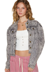 Violet Cropped Denim Jacket