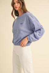 Eloise Round Neck Letter Embroidery Crop Sweatshirt