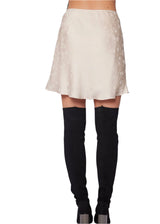 Zephyr Lily Mini Skirt - Silver Floral Side Button Down Fit