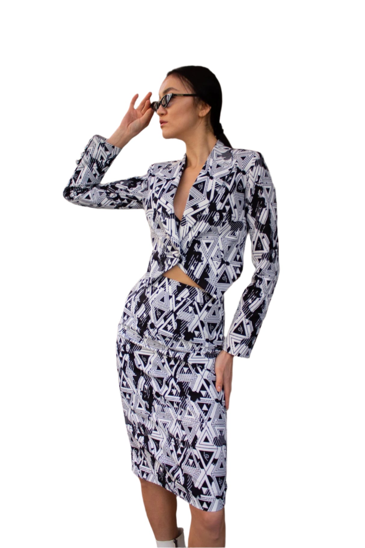 Amour Geometric Pencil Skirt