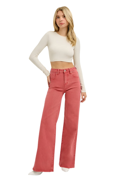 RISEN Full Size High Rise Tummy Control Wide Leg Jeans