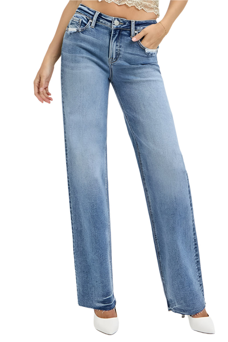 RISEN High Rise Straight Leg Jeans