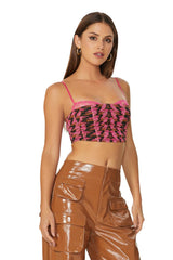 Nolan Top - Pink Herringbone