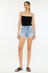 Ruby Distressed High Waist Denim Shorts