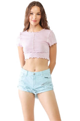 Claire Distressed Ripped Denim Shorts