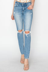 Risen Distressed Skinny Jeans