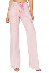 RISEN High Rise Cargo Pocket Jeans