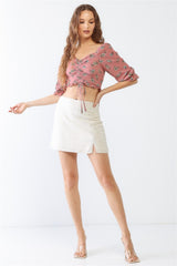 Audrey Floral Ruched Crop Top
